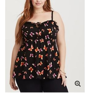 Torrid size 2 challis babydoll tank w/butterflies